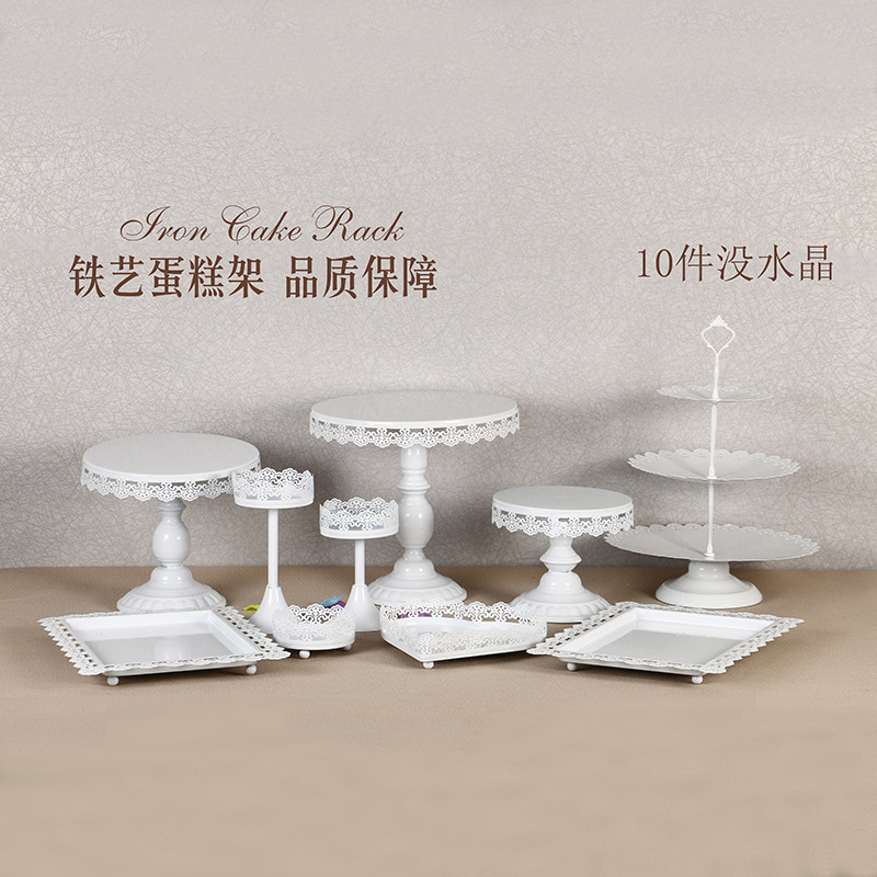 Decoración de mesa de postre de boda de oro soporte de la torta Europea Placa de pastel de encaje de boda pastelería de hierro soporte 12 traje