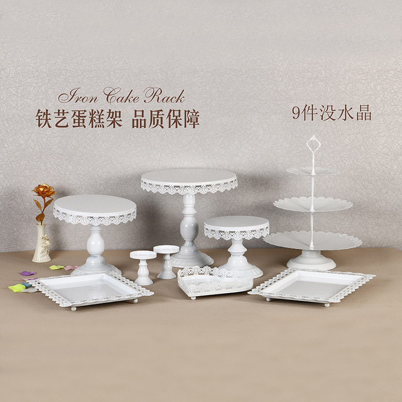 Decoración de mesa de postre de boda de oro soporte de la torta Europea Placa de pastel de encaje de boda pastelería de hierro soporte 12 traje