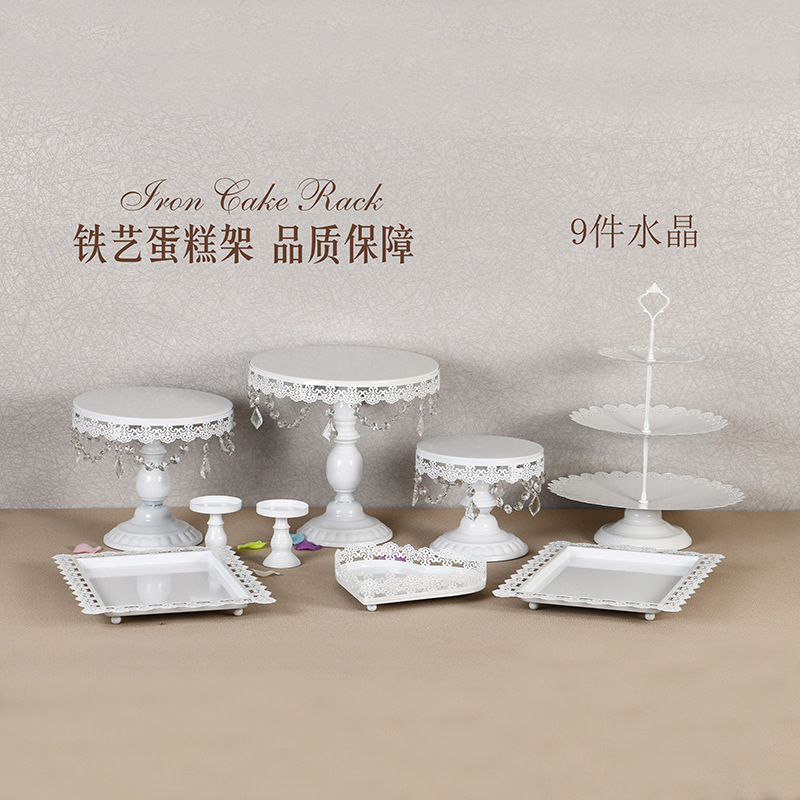 Decoración de mesa de postre de boda de oro soporte de la torta Europea Placa de pastel de encaje de boda pastelería de hierro soporte 12 traje