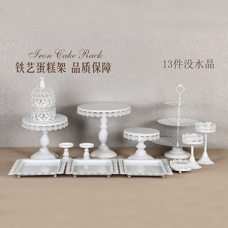 Decoración de mesa de postre de boda de oro soporte de la torta Europea Placa de pastel de encaje de boda pastelería de hierro soporte 12 traje