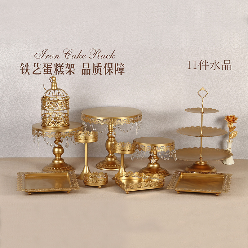 Estante de pastel de hierro boda postre pastelería bandeja de pastel postre de boda decoración de mesa snack rack conjunto de 13 piezas