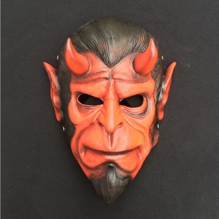Male Mask Halloween Mask Horn Red Devil Mask Horror Resin Props Hellboy Mask