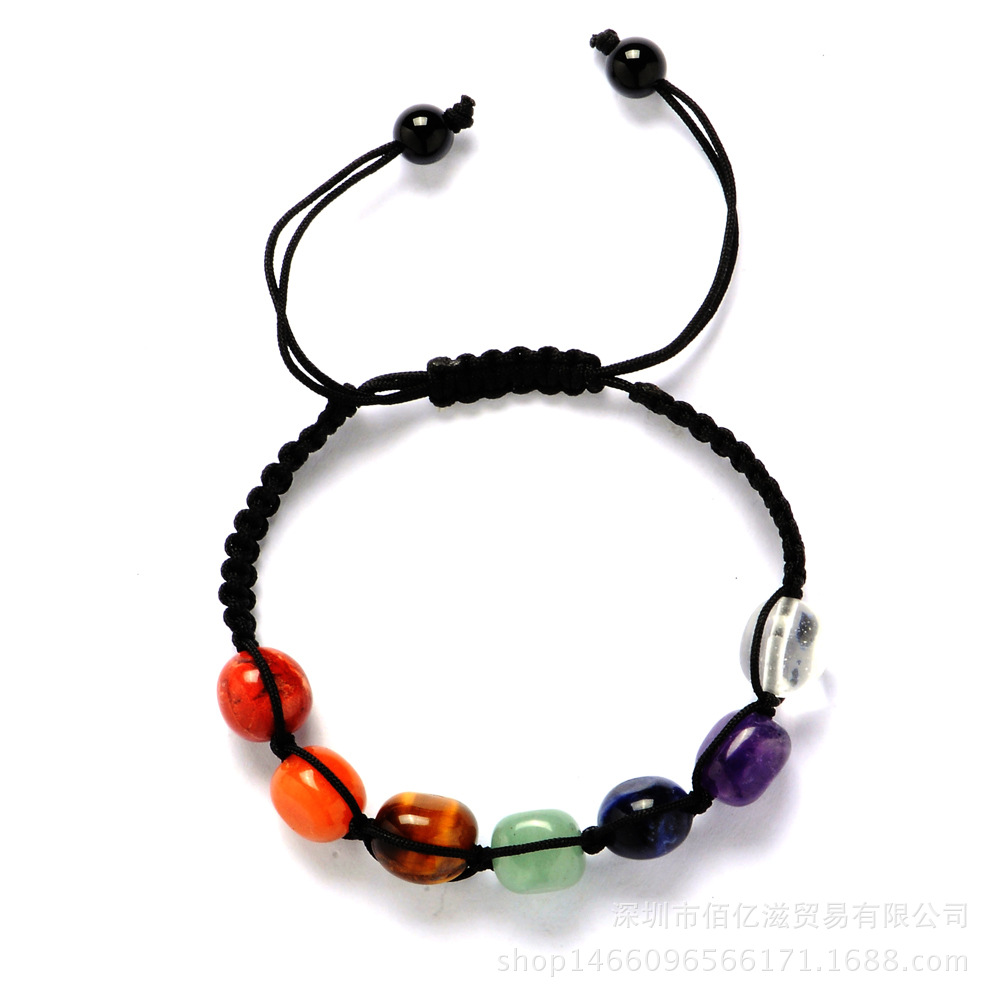 Al azar amorfo amatista colorido piedra pulsera de los hombres de cristal blanco yoga tejido pulsera de las mujeres Amazon transfronteriza exclusiva