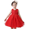 Lace suit, children's sticker, sleevless dress for princess, 2023, European style