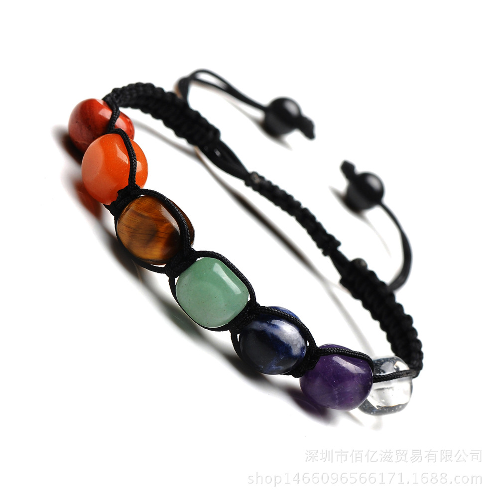 Al azar amorfo amatista colorido piedra pulsera de los hombres de cristal blanco yoga tejido pulsera de las mujeres Amazon transfronteriza exclusiva