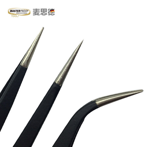 Germany (MASTERPROOF) stainless steel tweezers, pointed tip, thin tip, flat tip, elbow tweezers, anti-static tweezers
