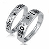 Cross -border creative silver jewelry opening ring ring couple against the ring female vermiculite inlaid diamond six -claw crown live mouth wedding rings