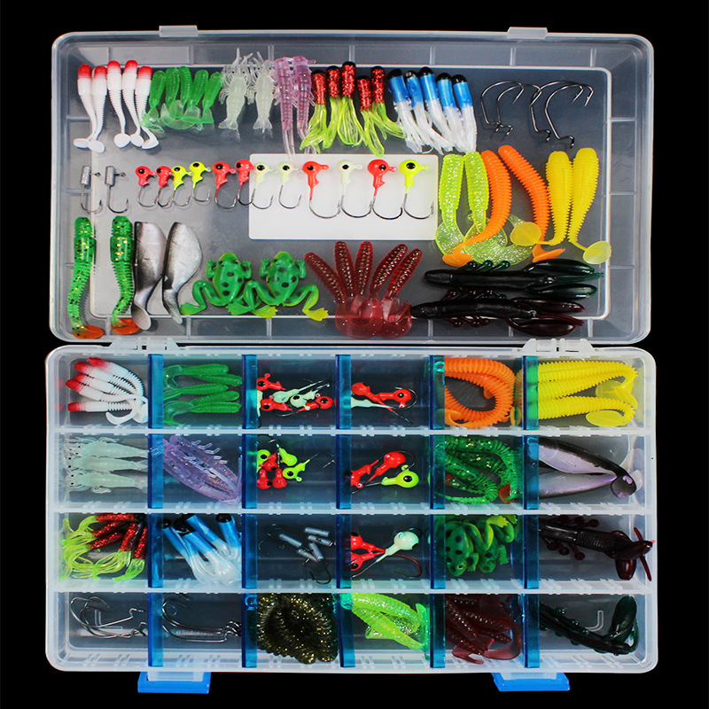 Weihe Lure Lead Head Hook Soft Bait Combination Set146 Pieces Bionic Bait Fake Bait Lure Soft Worm Bait