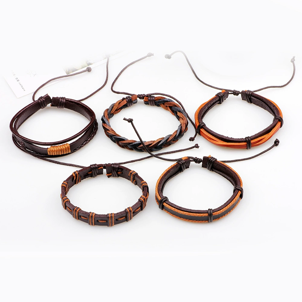 Men's retro woven bracelet, set, jewelry, punk style, Birthday gift