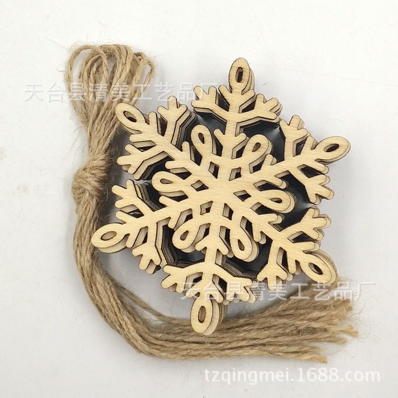 80mm círculo de troncos colgante de decoración de copo de nieve colgante de copo de nieve de estilo navideño 10 un paquete