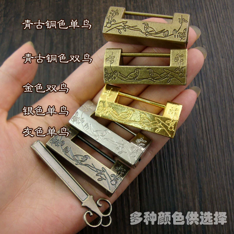 Птичий замок, старомодный антикварный замок, imitation bronze lock, китайский замок, маленький бронзовый миниатюрный антикварный ретро замок, замок с горизонтальным открытием