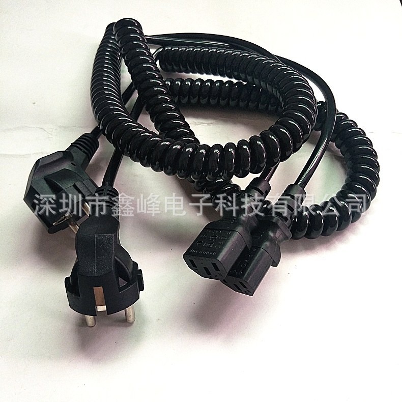 2芯3芯0.75平方PU弹簧线澳规电源线弹簧线品字尾美式三插充电线