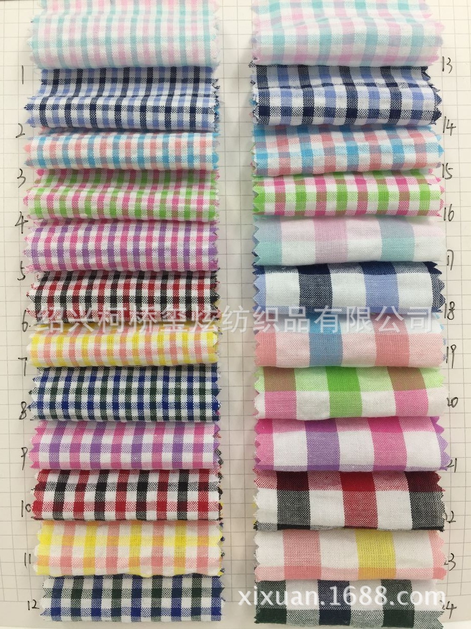 3色泡泡棉格子面料 色织泡泡棉厂家直销女装童装衬衫裙子面料