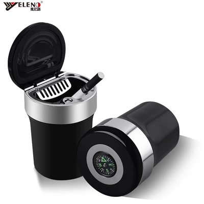 Kompaslı Avtomobil Küllüyü, Metal Astarlı, LED İşıqlı