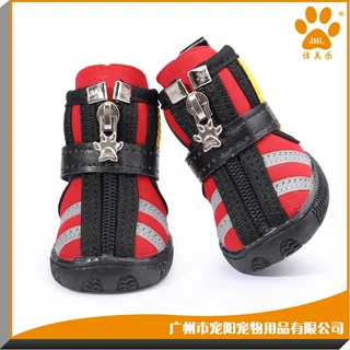 宠物用品宠物狗狗鞋反光条纹小型犬狗鞋欧美风防滑狗鞋透气网狗鞋