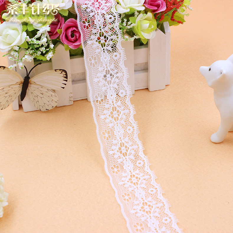 厂家直销无弹蕾丝花边 DIY服装饰品辅料 锦纶丝蕾丝边 3.8公分宽