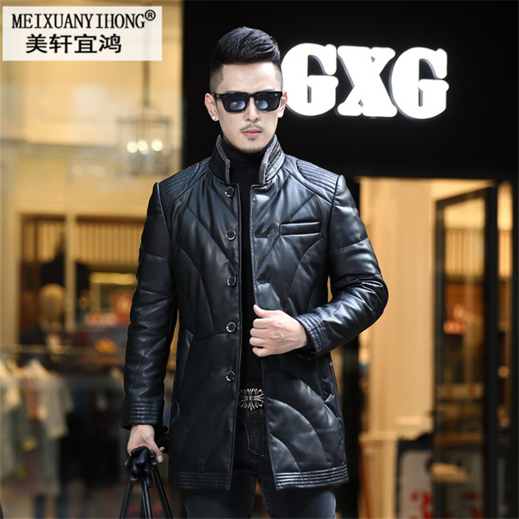Haining Down Jacket Leather Men's Mid-length Lapel Fur Men's Sheepskin Style Jacket Coat Special Price