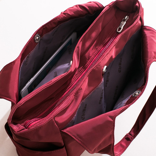 New Waterproof Nylon Women's Handbag with Multiple Compartments, Oxford Cloth Bag, Fashion Single Shoulder Lightweight Ladies Casual Large Bag