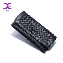 2025新款韩版长款纯色简约钱包零钱包手工编织女士手拿包一件代发