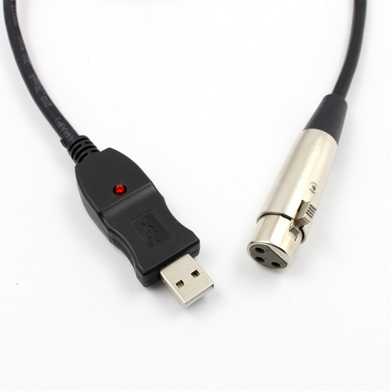 Ordenador USB a XLR titular de la tarjeta cable Cable de micrófono cable de micrófono USB 3 M receptor para titular de la tarjeta puede grabar
