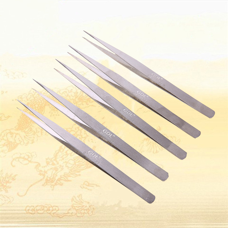 供不锈钢尖头弯头拆机手工修理夹铜丝铝丝线防电镊子防静电加厚