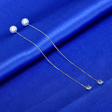韩版18k珍珠耳线长款纯银针美讯耳环女时尚流苏高货耳坠饰品批发