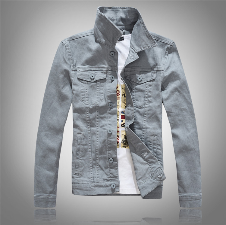 Autumn New Korean Style Stretch Denim Jacket Trendy Men's Slim Long-Sleeved Denim Jacket Men's Gray Washed Denim Jacket Autumn New Korean Style Stretch Denim Jacket Trendy Men's Slim Long-Sleeved Denim Jacket Men's Gray Washed Denim Jacket