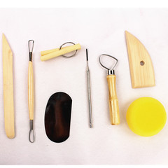 Manufacturer's direct sales wooden ceramic clay sculpture 8-piece set ceramic clay carving soft clay tool manual class making eight-piece set 