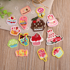 Cartoon patchwork appliqué patch to repair holes in stylish down jackets, jeans, small size decorative embroidery pastry motifs