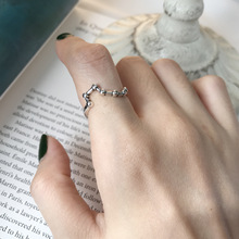 韩国韩版 范智乔 黑凤凰 S925纯银复古北斗七星开口戒指指环