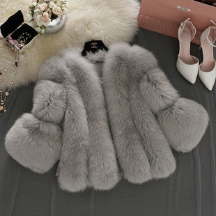 Мех Европа и Соединенные Штаты Имитация меховой женской короткой стройной куртки имитация меховой куртки Fox Fur