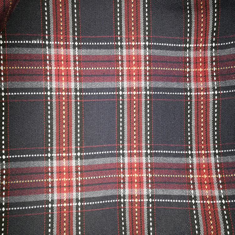 厂家直销色织提花布 全涤纶中长格子布 春夏款面料