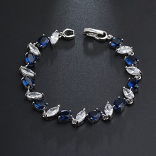 創意設計風手飾歐美浪漫情懷藍寶石水晶鑲嵌幾何時尚廠家直銷手鏈