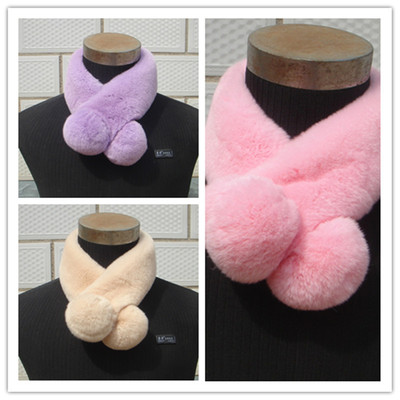 厂家批发冬季皮草围脖围巾女士獭兔毛双球围脖毛领秋冬季保暖加厚