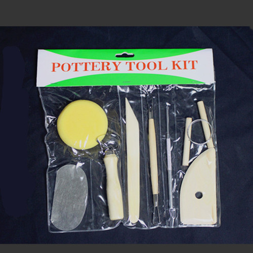Manufacturer's direct sales wooden ceramic clay sculpture 8-piece set ceramic clay carving soft clay tool manual class making eight-piece set 