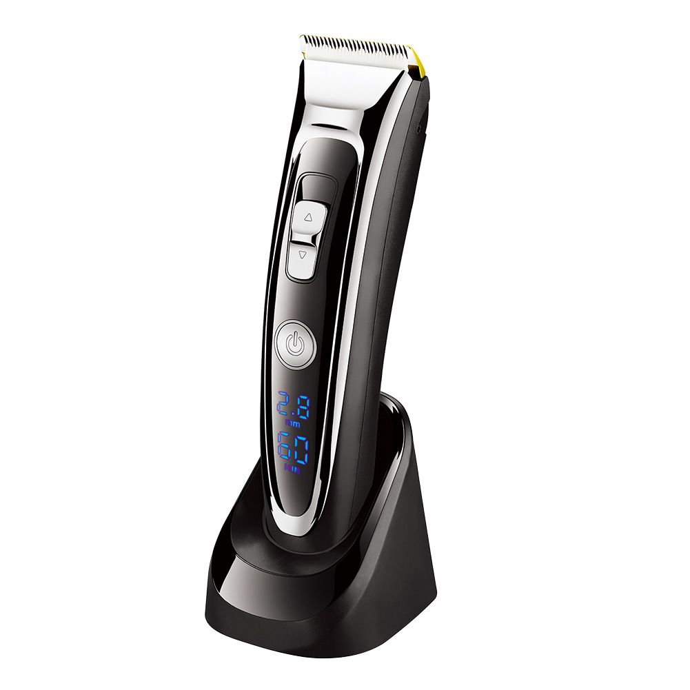 Xuke LCD de cerámica cortador de pelo Clipper bajo ruido eléctrico Clipper de carga rápida con base eléctrica Clipper pelo Clipper