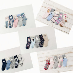 Women's Autumn/Winter 3D Ear Cotton Mid-Calf Socks with Japanese Animal Forest Theme Cartoon Omotesando Style Creative and Fun