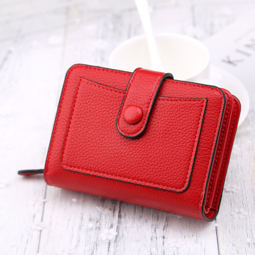 PIROYCE Women's Wallet, 50% Off Short Model, Korean Style Lychee Pattern Women's Coin Slot Multi-functional Clasp Leather Purse Wholesale