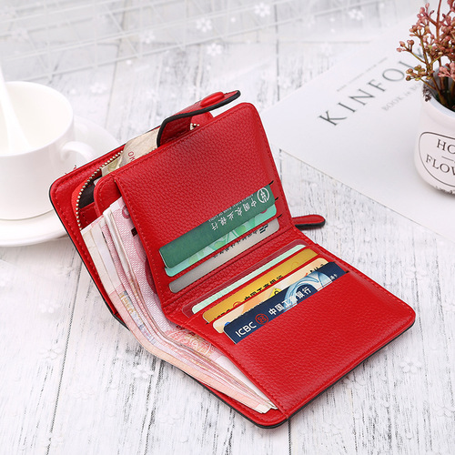 PIROYCE Women's Wallet, 50% Off Short Model, Korean Style Lychee Pattern Women's Coin Slot Multi-functional Clasp Leather Purse Wholesale