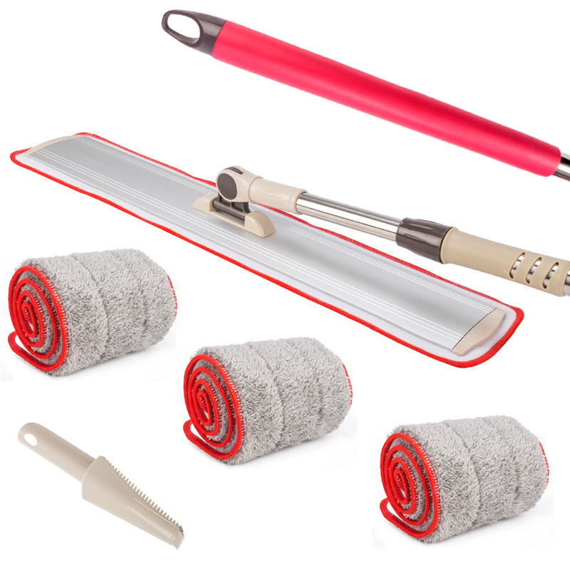 Aluminum Plate Mop New Generation Hand-Washable Large Aluminum Plate Flat Mop Stainless Steel Simple Hook-And-Loop Flat Mop