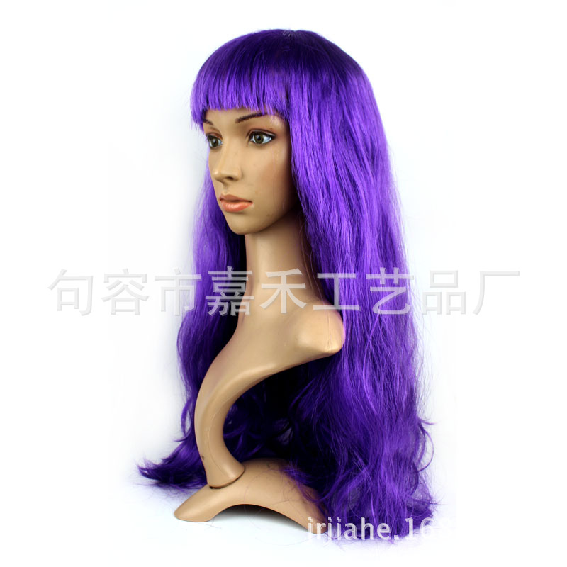 Comercio electrónico transfronterizo color micro-volumen flequillo Peluca de pelo largo y recto Reunión anual de Navidad vestir conjunto de cabello de color