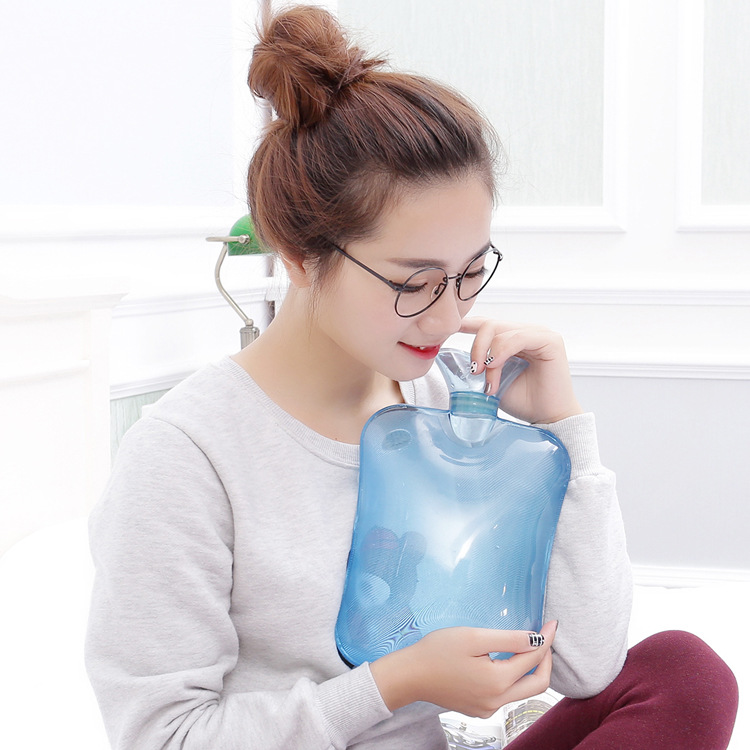 [Cubierta de tela gratis] gran bolsa de agua caliente de PVC felpa llena de agua caliente mano caliente inyección de agua 2000ML bolso caliente