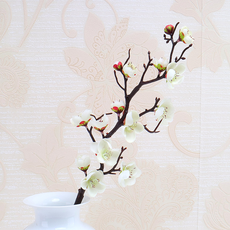 Venta al por mayor chino pastoral flor artificial del ciruelo al por mayor flor falsa pequeña flor del ciruelo rama salón flor decorativa