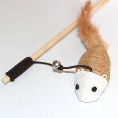 Wooden cat teasing stick, new cat interactive educational pet toy, natural wooden cat teasing pole, cat teasing ball