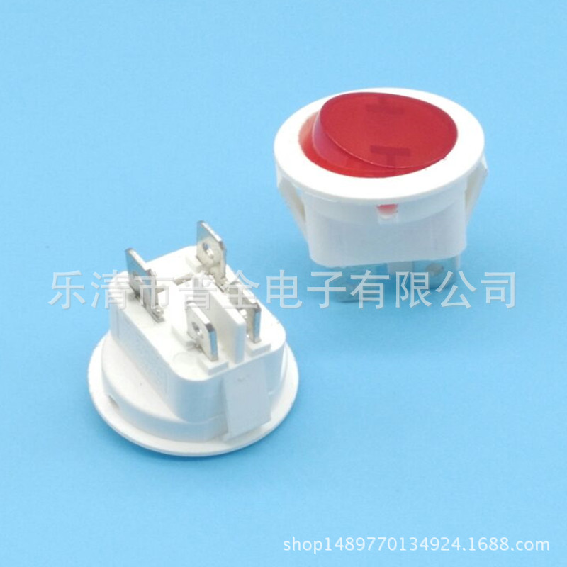 船型开关 圆形翘板开关 开孔20mm 圆形翘板开关 4脚圆形开关 红色