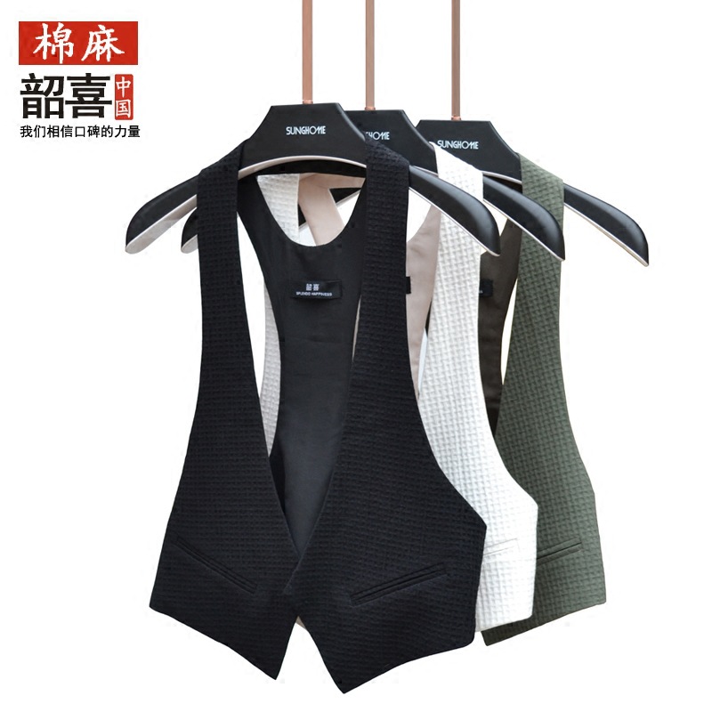 Summer Cotton and Linen Vest Short Women's All-match Simple Cardigan Vest Loose Thin Linen Korean Style Slim Look Fashionable Jacket