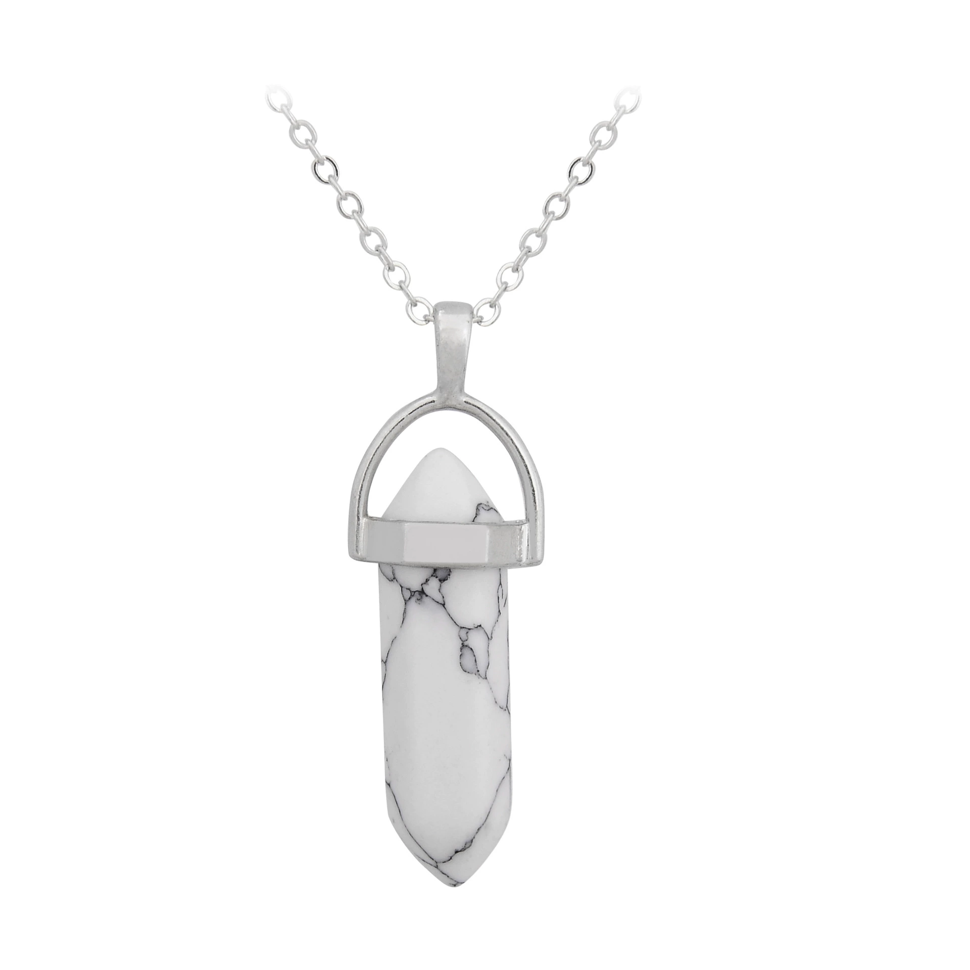 Quartz, organic accessory, hexagonal pendant, bullet, crystal necklace, sweater, European style