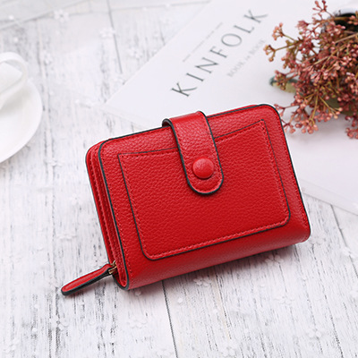 Piroyce Wallet Women's 20% Off Short Korean Lychee Pattern Women's Change Position Multifunctional Buckle Wallet