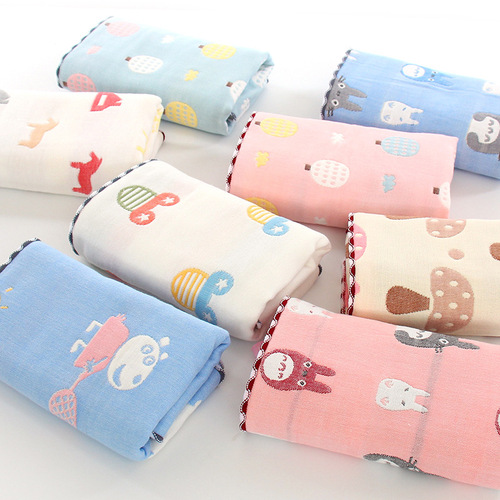Six-layer gauze children's towel adult couple face wash towel kindergarten children's small towel cartoon absorbent square towel