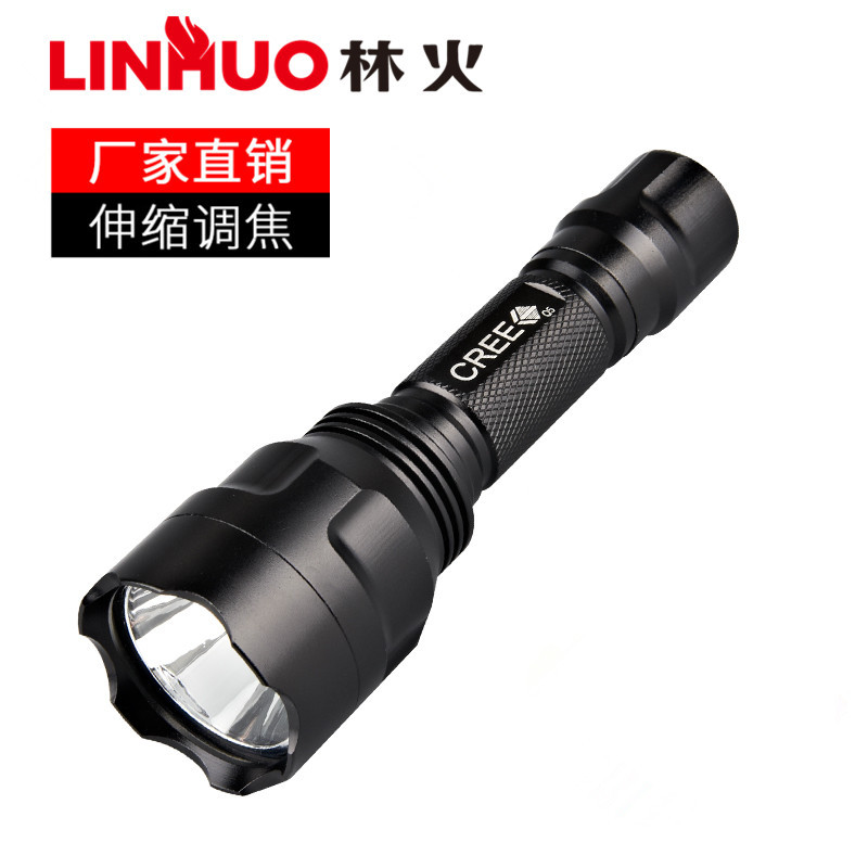 LED mini linterna de luz fuerte C8 equipo al aire libre montando iluminación foco fijo carga linterna tiro largo ventas directas de la fábrica